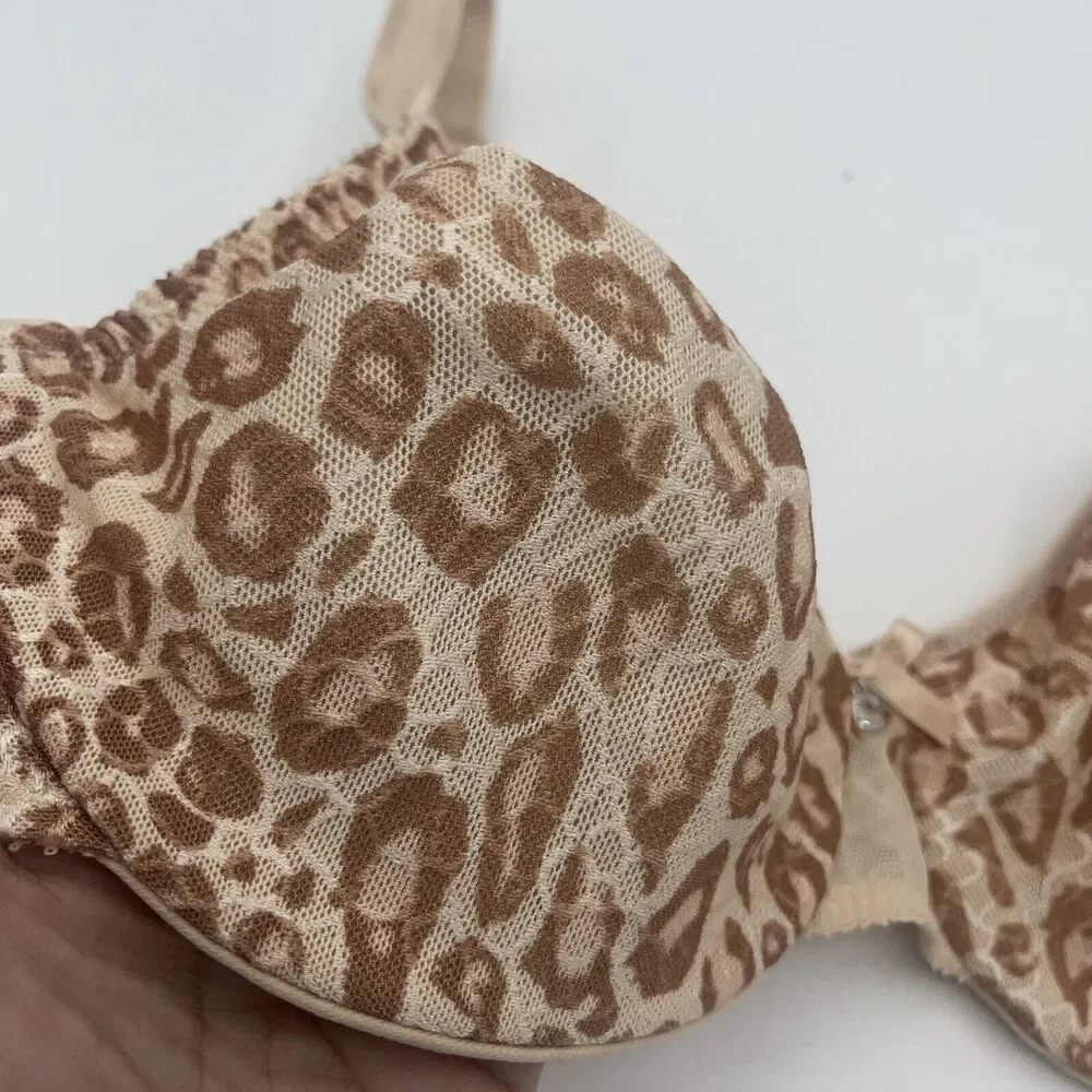 Chantelle C Magnifique Seamless Minimizer Bra In Natural Leopard Sz 32D New WOT